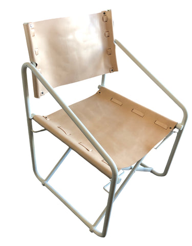 Directors chairs in white & vegtan (pair)