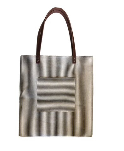 Stripped denim shop tote