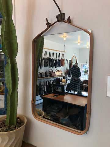 leather framed mirror (medium)